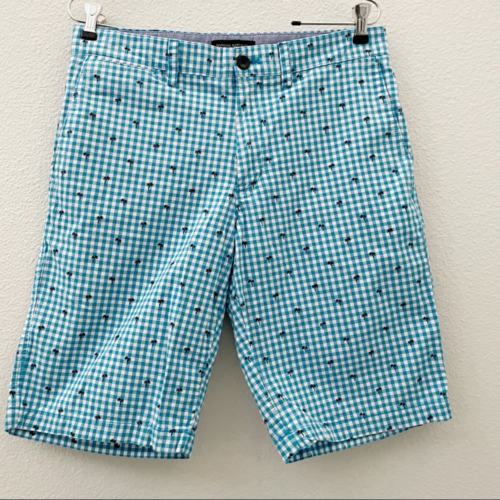 Banana Republic checkered palm tree print shorts